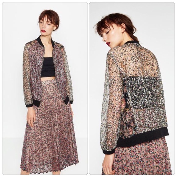 zara lace bomber jacket